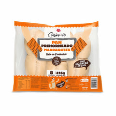 Pan Prehorneado Marraqueta - Cuisine & Co. Envase de 816g de pan chileno prehorneado con diseño naranja y blanco sobre fondo blanco.