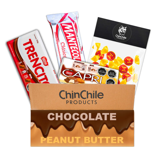 A box of chocolates and peanut butter candies with an almond flavored chocolate bar.