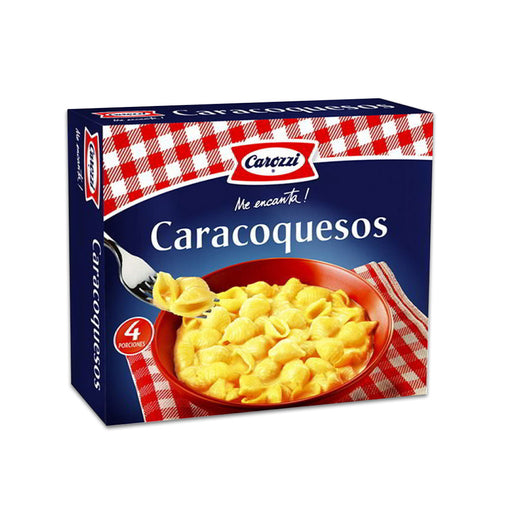 A popular cheese pasta from Chile in a blue and red box.