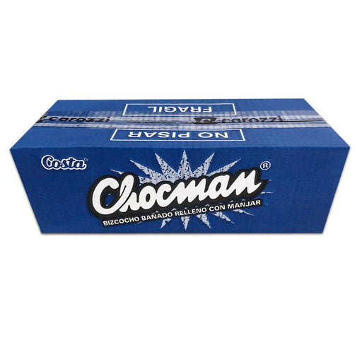 A large blue box of Chocman from Costa. A product imported from Chile.