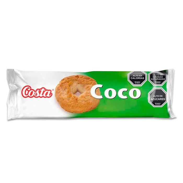 A white and green package with a coconut cookie separating the two colors.