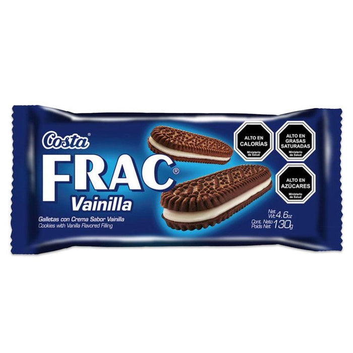 A blue package of Costa Frac vanilla cookies.