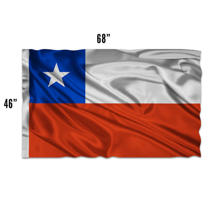 A 46 inch by 68 inch flag of Chile.