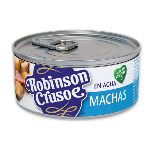 A 190 gram can of Machas in water with a light blue label.