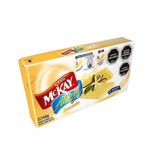 A yellow package of McKay Alteza Vainilla flavor. A product imported from Chile.