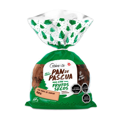 Una bolsa verde de pan navideño de Chile.
