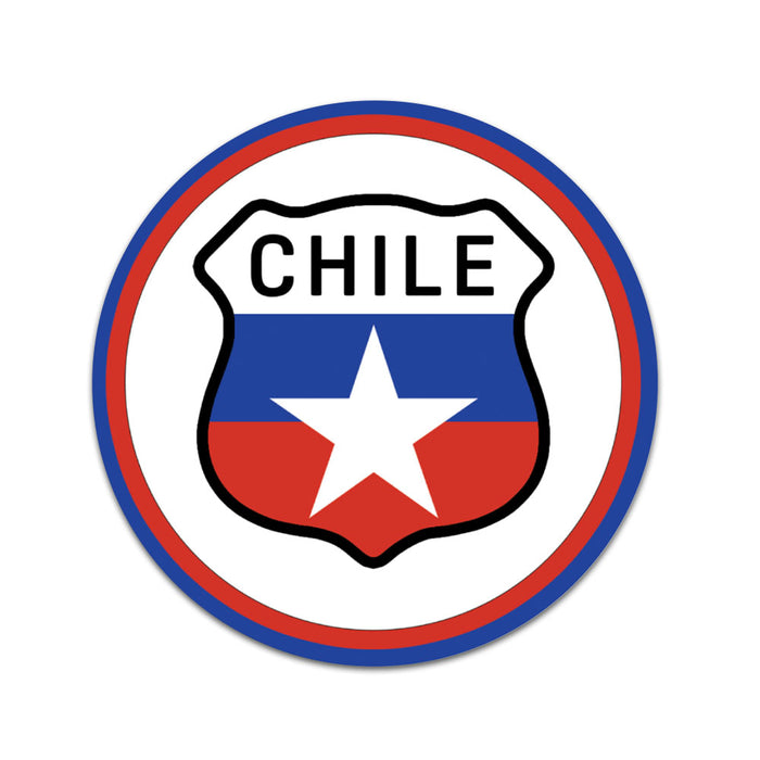 3x3 round Chilean badge sticker with the word Chile at the top.